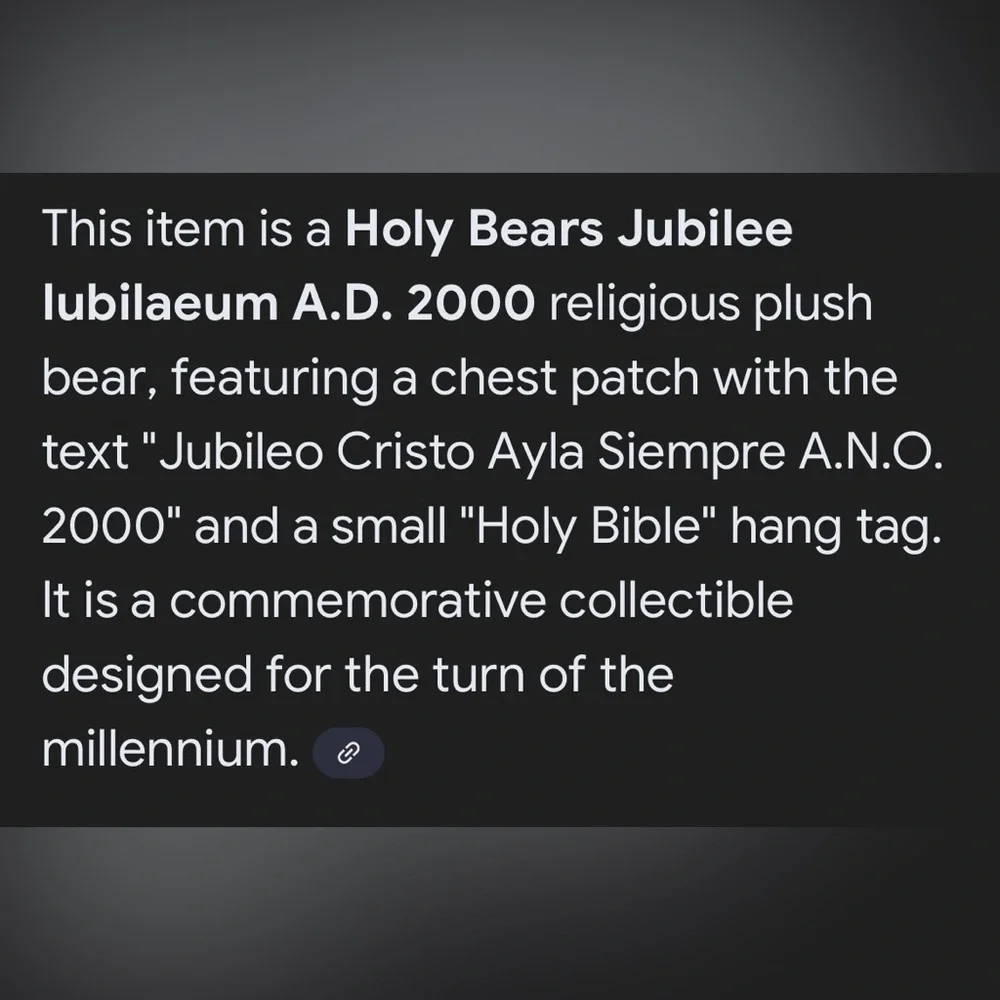 Holy Bears Jubileo Jubilee ANO 2000 Red Bow and Bible Religious Plush
